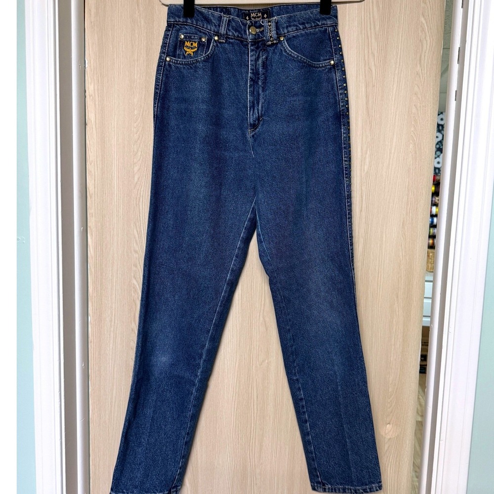 Vintage‎ MCM Jeans de Luxe High Waisted Studded Denim Sz 31 80s 90s Y2K Designer